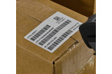 A package with a barcode label.