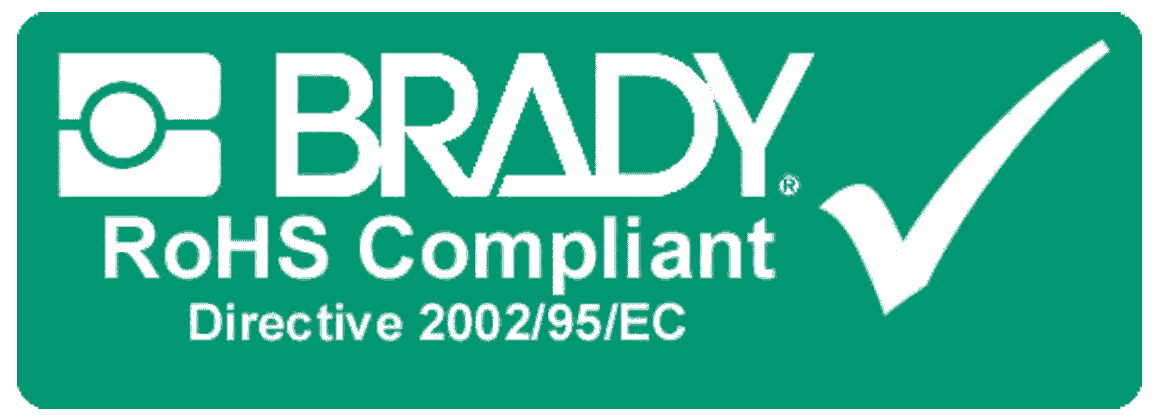 A Brady compliant RoHS label for directive 2002/95/EC.